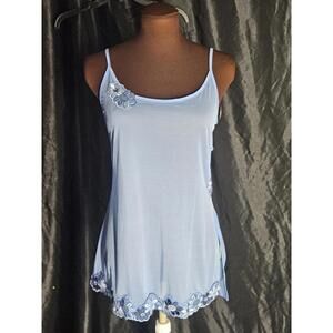 Vintage Y2K Victoria's Secret Blue Mesh Chemise Slip Daisy Trim Sz Small USA D69